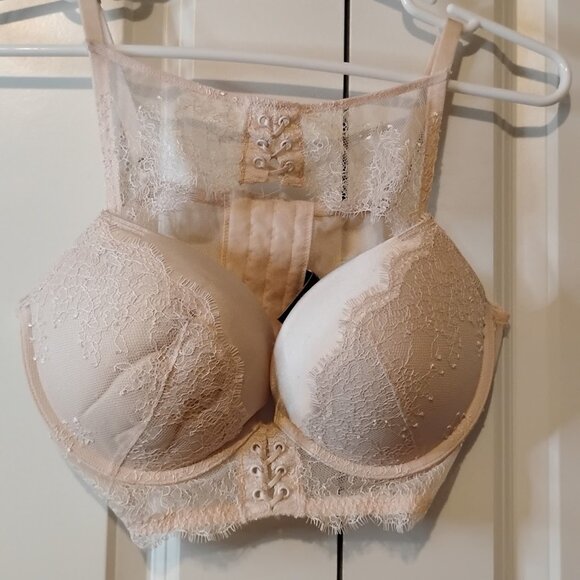 Victoria’s Secret Women's Beige Very Sexy Long Line Bustier Push-Up Bra Size 36C - Picture 1 of 8